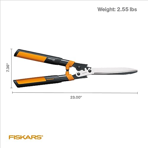 Fiskars 23" PowerGear2 Garden Hedge Shears, Hedge Clippers, 10" Blades | PowerGear2 Technology Multiplies Power for Less Effort, SoftGrip Handles and Shock-Absorbing Bumpers - style: 23" PowerGear2