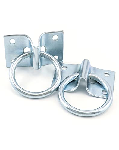 QWORK 2" Cross Tie Rings for Horse Through, 2 Pack Tie - Equestrian and Livestock Ties Loop Hay Net Loop Horse
