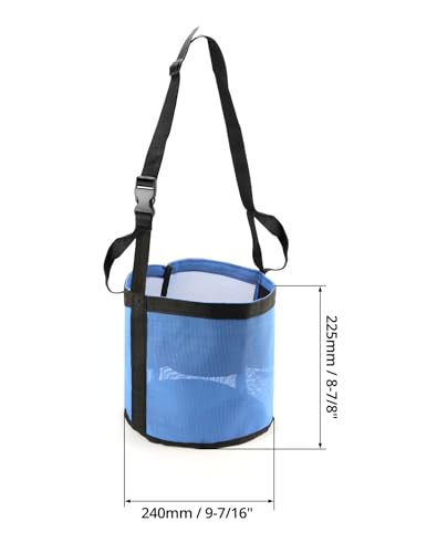 QWORK 2 Pack Horse Feed Bag for Grain - Durable Mesh Grain Feeder with Adjustable Strap, Comfortable Neck and Nose Pad Horse Muzzle Feed Bag, for Feeding Grain, Powder, Supplements, Blue