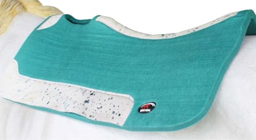 Horse 32" x 30" Western Contoured Wool Felt Therapeutic Saddle Pad 39232 - color: Teal Hair-on