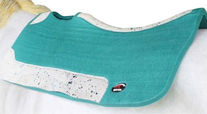 Horse 32" x 30" Western Contoured Wool Felt Therapeutic Saddle Pad 39232 - color: Teal Hair-on