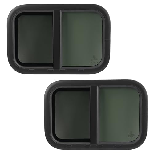 Wutist 2 Pack Horizontal RV Windows 21" W x 14" H w/Mesh Screen & Trim Ring - size: 2Pcs