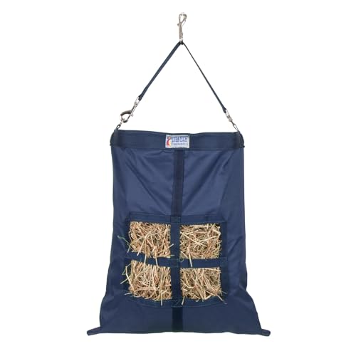 Schneiders Waste-Not Hay Bags | Durable 900D PVC | Easy Hanging with Floating Snap Top | Secure Strap Closure for Stable Feeding | 1 to 2 Flakes | Color Navy - color: Navy, style: 1 to 2 Flakes