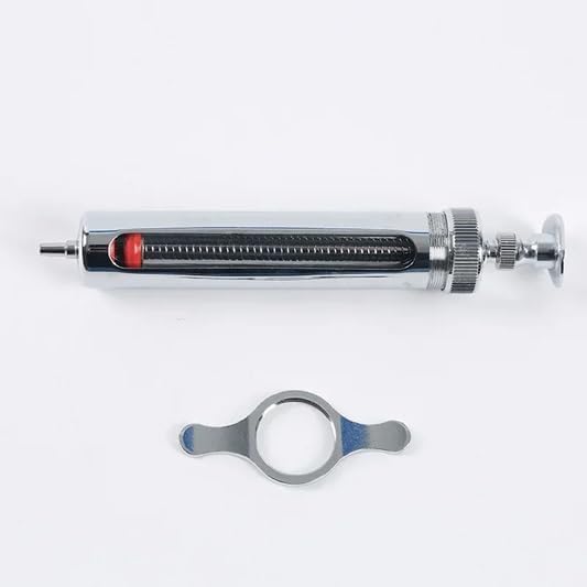 30cc Stainless Steel Injector Reusable Metal Syringe 30ml glass Hypodermic Veterinary Animal Syringe Livestock Pig Cattle Sheep Feeder with locking screws