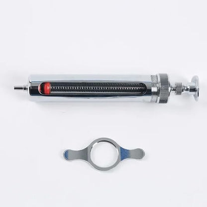 30cc Stainless Steel Injector Reusable Metal Syringe 30ml glass Hypodermic Veterinary Animal Syringe Livestock Pig Cattle Sheep Feeder with locking screws