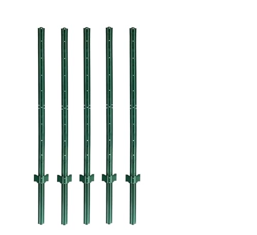 6 Feet Heavy Duty Metal Fence Post Green, Pack of 5, for 60 Inch HighGarden Welded Wire Fence U-Channel Steel Garden Post Assemble - color: Green, size: 6',5 PCS