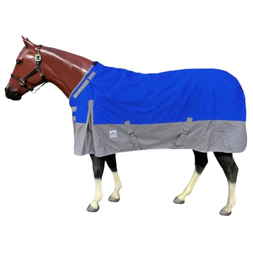 2000 Denier Waterproof Adjustable Standard Neck Turnout Blanket - color: Royal Blue - Grey, size: 84