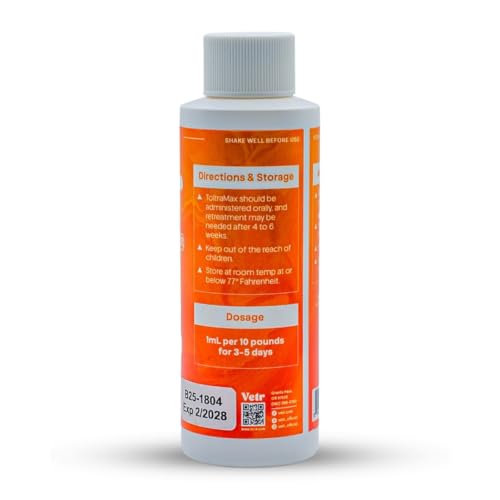 Toltrazuril 10.0% for Horses, Dogs, Cats, 120mL/4 Ounce, for Non-Food Chain Animals - size: 10% Strength | 120mL/4 Ounces