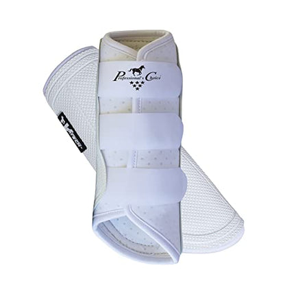 Professional's Choice Ventech Brushing Boots | All-Purpose Horse Boots | Hook & Loop Closure | Sold in Pairs - color: White, size: Medium