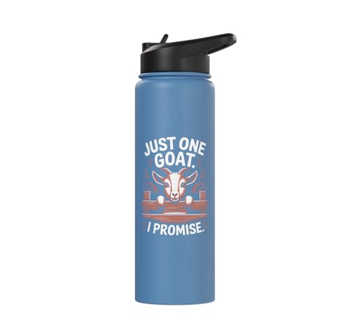 Just One Goat I Promise Cute Coat Pygmy Goat Farmer Stainless Steel Insulated Water Bottle - color: Light Blue