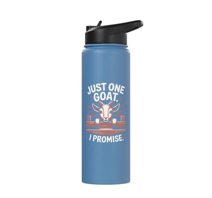 Just One Goat I Promise Cute Coat Pygmy Goat Farmer Stainless Steel Insulated Water Bottle - color: Light Blue