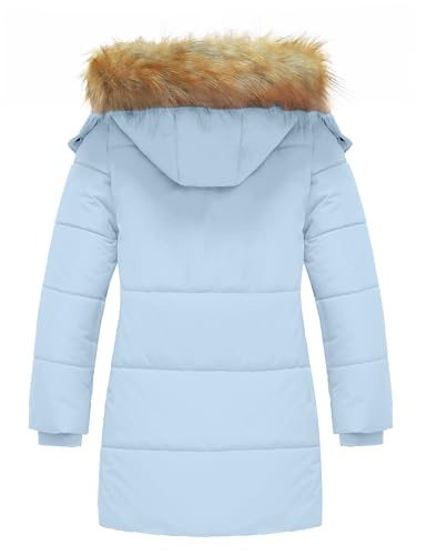 wantdo Girls' Waterproof Winter Coat Long Puffer Jacket Warm Parka Hooded - color: Blue, size: 6-7