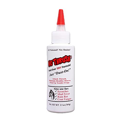 Four Oaks Farm Ventures, No Thrush Dry Powder Treatment for Horses - Wound Care, Scratches, Rain Rot, Mud Fever, Coat Issues - All Natural Ingredients, Non-caustic, Easy to Use Powder Formula (2.5 oz) - size: 2.5 Ounce