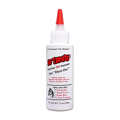 Four Oaks Farm Ventures, No Thrush Dry Powder Treatment for Horses - Wound Care, Scratches, Rain Rot, Mud Fever, Coat Issues - All Natural Ingredients, Non-caustic, Easy to Use Powder Formula (2.5 oz) - size: 2.5 Ounce