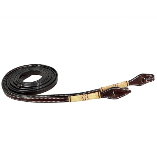 Western Horse 8ft Natural Rawhide Braiding American Leather Split Reins