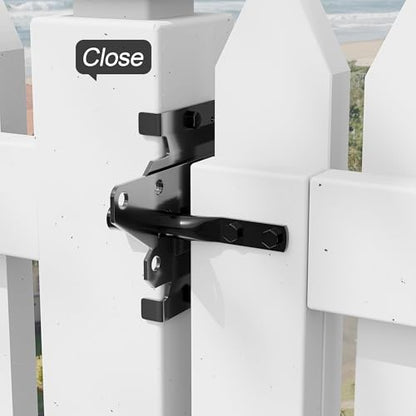 Wooden Fence Gate Latch Heavy Duty Self Locking Gate Hardware for Pool/Garden Gates, Safety Latch, Self Latching Latch for Vinyl/Wood Fences, Black Finish