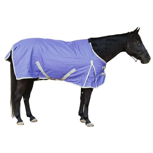 AJ Tack 1200D Waterproof Winter Horse Blanket with Storage Bag - 400g Heavyweight Turnout with Fleece Collar, Shoulder Gussets & Tail Flap - Purple 68" - size: 68