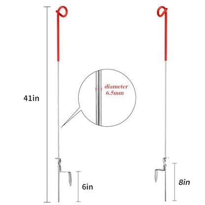 30PCS 41" Electric Fence Step-in Pigtail Posts, Single Rope Stakes - color: Red