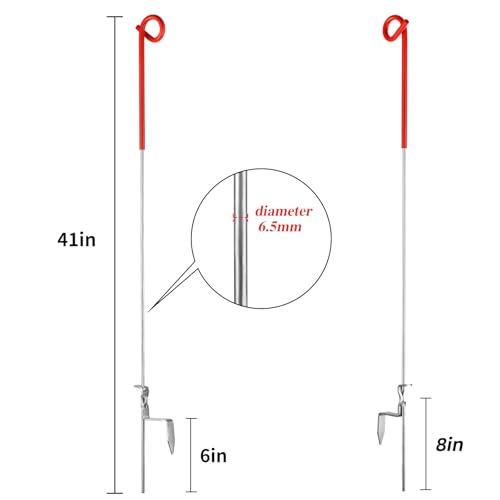 30PCS 41" Electric Fence Step-in Pigtail Posts, Single Rope Stakes - color: Red