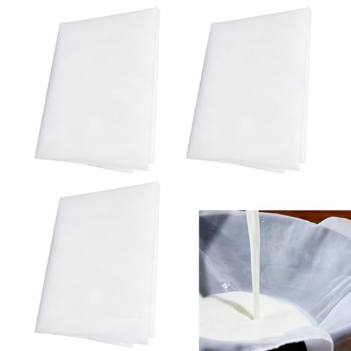 3 Pcs Nylon Mesh Fabric, 39.37 X 39.37 Inch Fine Mesh Fabric Sheet, Reusable Strainer Cloth for Milk Wine Juice (200 Mesh)