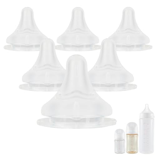 Silicone Nipples(M) for Pigeon Bottle,Medium Flow Baby Bottle Nipples,3m+ 6 Count - color: 3m+,M,6 counts