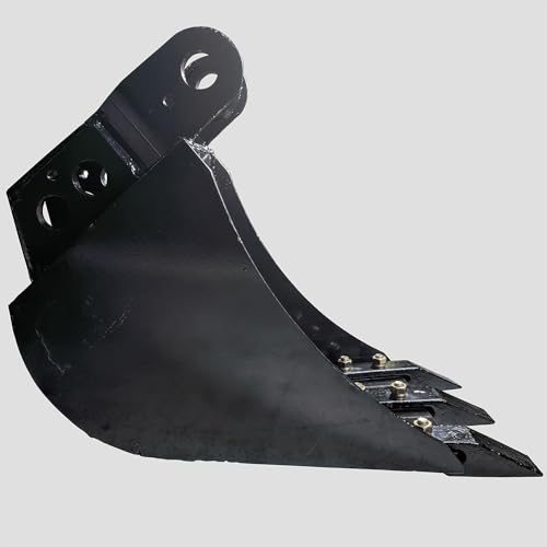 Titan Attachments Fronthoe Bucket Fits Mini Skid Steer Fronthoe Backhoe Excavator, Bolt-on Forged Carbon Steel Teeth, Drainage Holes - size: Bucket Size: 12"
