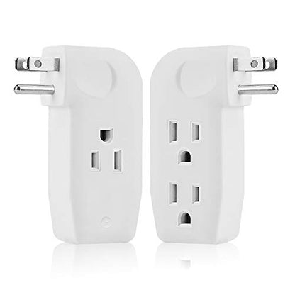 3 Way Outlet Vertical Wall Tap Splitter Adapter with 3 Prong Plug. - color: white/1PK