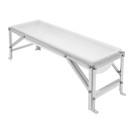 Heavy-Duty Galvanized Steel Frame Feed Trough | Goat Feeder, Pig Feeder, Horse Feeder | 9.25 Gallon PP Trough | Floor-Standing Design for Farms, Pens & Sheds | Easy Assembly (White) - color: White