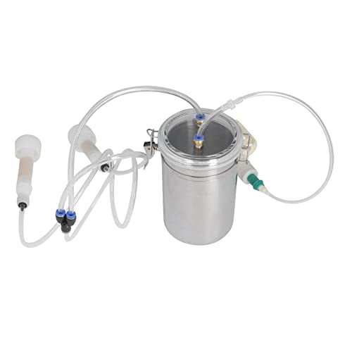 2L Goat Milking Machine Electric, Manual Goat Milker with Stainless Steel Bottle Goat Milker Machine Electric Pump for Milk Plant, Dairy Farm,Sheep Farm Portable Livestock Milking Supplies