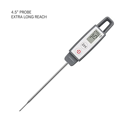 Lavatools PT09 Super-Quick Commercial Grade Digital Thermometer for Cooking, Meat, Candy, Candle, Liquid, Oil, 4.5" Compact Probe, Splash Proof, °C/°F Toggle, Hold Function - Sesame - color: Sesame, size: Regular
