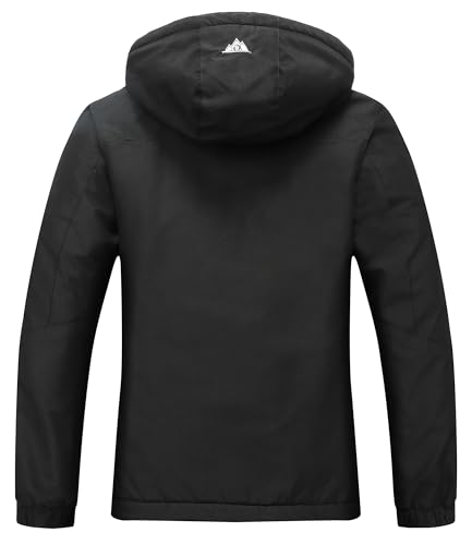 MOERDENG Women's Warm Winter Ski Coat Waterproof Snowboarding Jacket | Waterproof Windproof Winter Snowboarding Coat, Warm Insulated Jacket with Detachable Hood & Zipper Pockets for Skiing Hiking - color: Black, size: X-Large