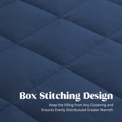 puredown® Blankets Queen Size - Soft Lightweight Down Blanket for All Seasons, Cozy Warm Luxury Bed Blanket with Satin Trim, Microfiber Cover, Navy Blue (90"X90") - color: 06 Navy Blue, size: Full/Queen