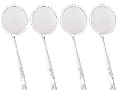 MyLifeUNIT Fine Mesh Strainer, 4 Pack Stainless Steel Skimmer Spoon for Hot Pot Foam and Grease