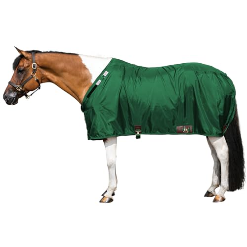Dura-Nylon Horse Stable Sheet | Ultimate Comfort & Protection Horse Sheet | Keeps Coats Smooth & Shiny - color: Green, size: Horse Size 72, style: V-Free | Closed Front | Legstrap
