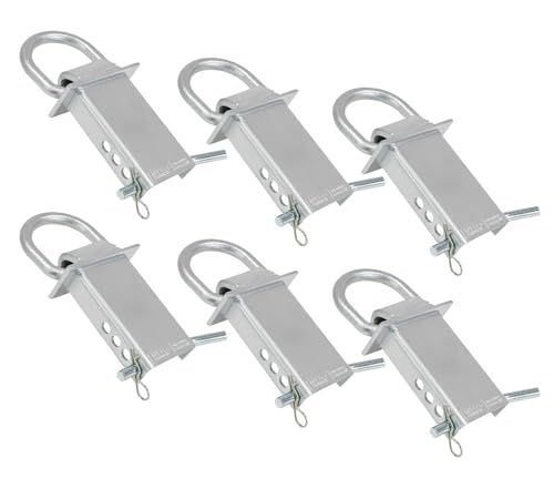 Mytee Products 6 Pack 5/8 Inch Stake Pocket D Rings, 18000 lbs | Zinc Coated Heavy Duty Adjustable Trailer Stake Pocket Tie Down Utility for Flatbed Trucks & Trailer w/Hitch Pin, 4 Holes - color: Silver, size: 6 - Pack