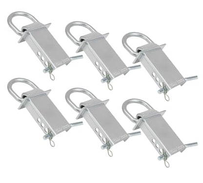 Mytee Products 6 Pack 5/8 Inch Stake Pocket D Rings, 18000 lbs | Zinc Coated Heavy Duty Adjustable Trailer Stake Pocket Tie Down Utility for Flatbed Trucks & Trailer w/Hitch Pin, 4 Holes - color: Silver, size: 6 - Pack
