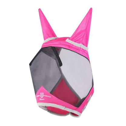 Harrison Howard CareMaster Pro Luminous Fine Mesh UV-proof Fleece Padding Fly Mask Half Face Flamingo (L; Full Size) - color: Flamingo, size: Large (Horse)