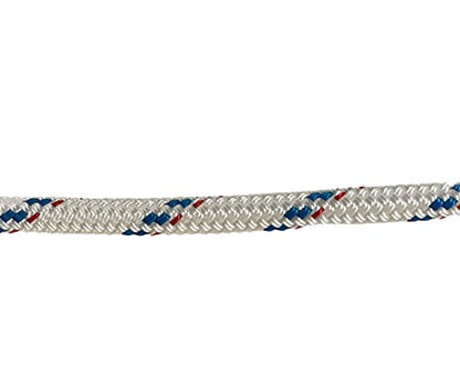 7/16" Yacht Braid Premium Polyester, White/Blue/red, 100 ft | Made in USA, 6,300 lb tensile strength, double braid - size: 100 feet