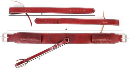Western Leather Horse Girth Adjustable Rear Flank Back Cinch Girth with Metal Buckles for Horse Riding