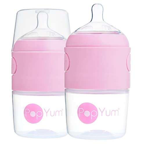 PopYum 5 oz Pink Anti-Colic Formula Making Baby Bottles, 2-Pack - color: Pink, size: 5 Ounce (Pack of 2)