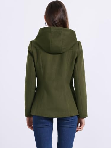 Allegra K Womens Casual Winter Peacoat Hooded Button Toggle Duffle Coats - color: Army Green, size: Small