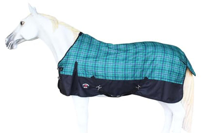 Challenger 1200D Turnout Waterproof Rain Light-Weight Sheet Plaid Horse Blanket 3EE09G - color: Turquoise Purple Plaid, size: 72 inches