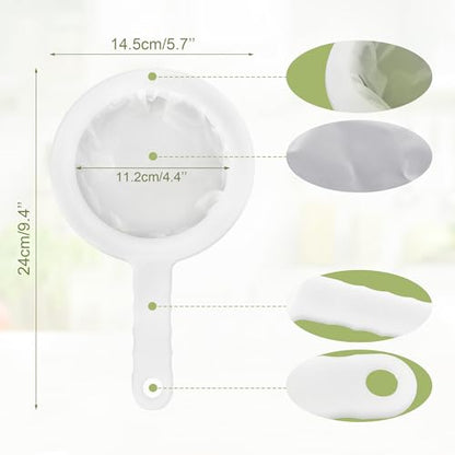 Quacc Nylon Fine Mesh Strainer Plastic Net Strainer 200 Mesh Kitchen Sieve Filter with Handle Hook Food Filter for Tea, Coffee, Nut Milk, Juice