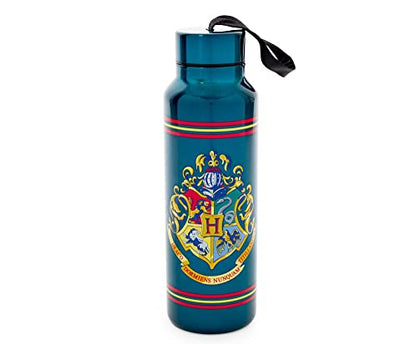 Silver Buffalo Harry Potter Crest, Stainless Steel Water Bottle, 27oz | Hogwarts School, Includes Strap, 0.8 Liters - color: Harry Potter, size: 27 Ounces