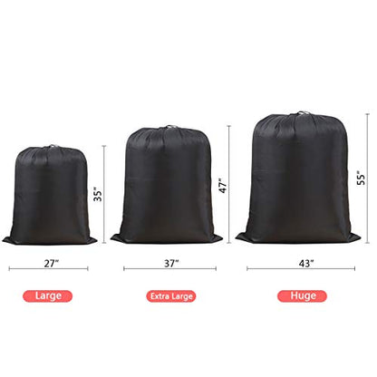 Extra Large Laundry & Storage Bag (Black, 37"x47" - 2 Pack) | Lightweight, Dust & Moisture. Ideal for Blankets, Clothes, Pillows & Cushions for Moving, Dorms, Travel & Camping - size: 37"x47" - 2 Pack