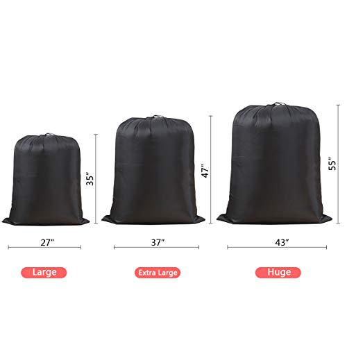 Extra Large Laundry & Storage Bag (Black, 43"x55" - 2 Pack) | Lightweight, Dust & Moisture. Ideal for Blankets, Clothes, Pillows & Cushions for Moving, Dorms, Travel & Camping - size: 43"x55" - 2 Pack