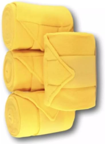 Fleece Horse Polo Wraps Set of 4 Bandages 4" Width, 3 Meters Length (Yellow)