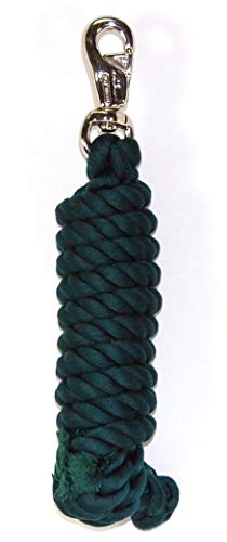 Hamilton 3/4" x 10' Cotton Horse Lead Rope with Bull Snap, Dark Green - color: Dark Green, size: 3/4" x 10'