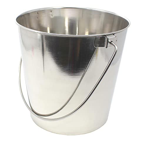 Bonka Bird Toys 800102 6 Quart Stainless Steel Pail Durable Shiny Metal Pets Food Water Liquid Treat Feed Bucket Small Animal Storage Seed Mineral Health Groom