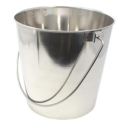 Bonka Bird Toys 800102 6 Quart Stainless Steel Pail Durable Shiny Metal Pets Food Water Liquid Treat Feed Bucket Small Animal Storage Seed Mineral Health Groom